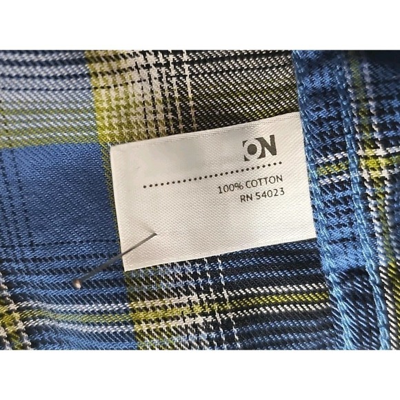 Old Navy ~Men's Size XXL~ Blue/Yellow Plaid Flannel Shirt 100% Cotton NWT. - Picture 9 of 9